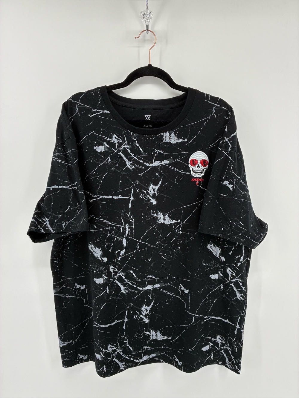 Black and White Marble Skull T-Shirt